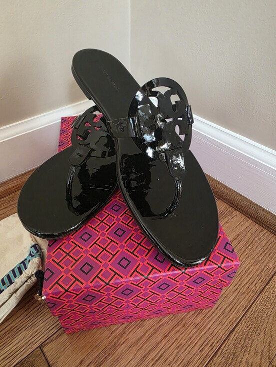 Tory Burch Shoes - Tory Burch Miller Black Patent Leather Sandal Size 10.5